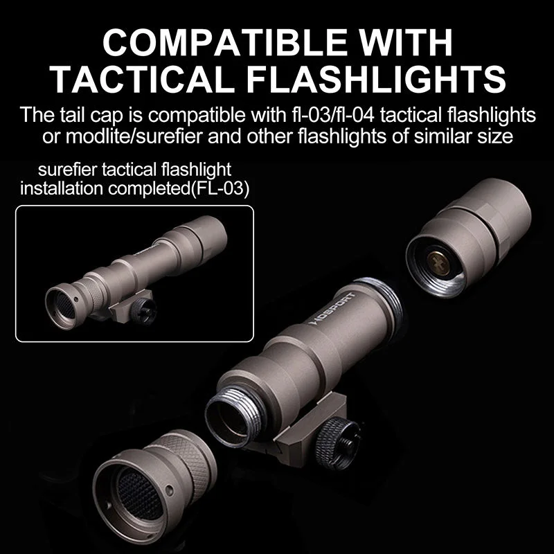Tapa trasera linterna táctica de aleación compatible MODLITE/SUREFIRE