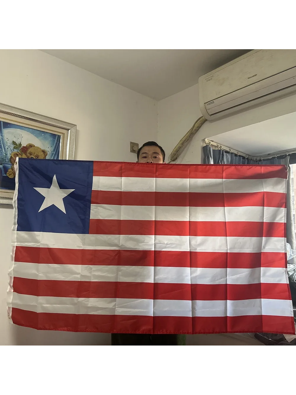 Bandera de Liberia ondeando con brisa suave