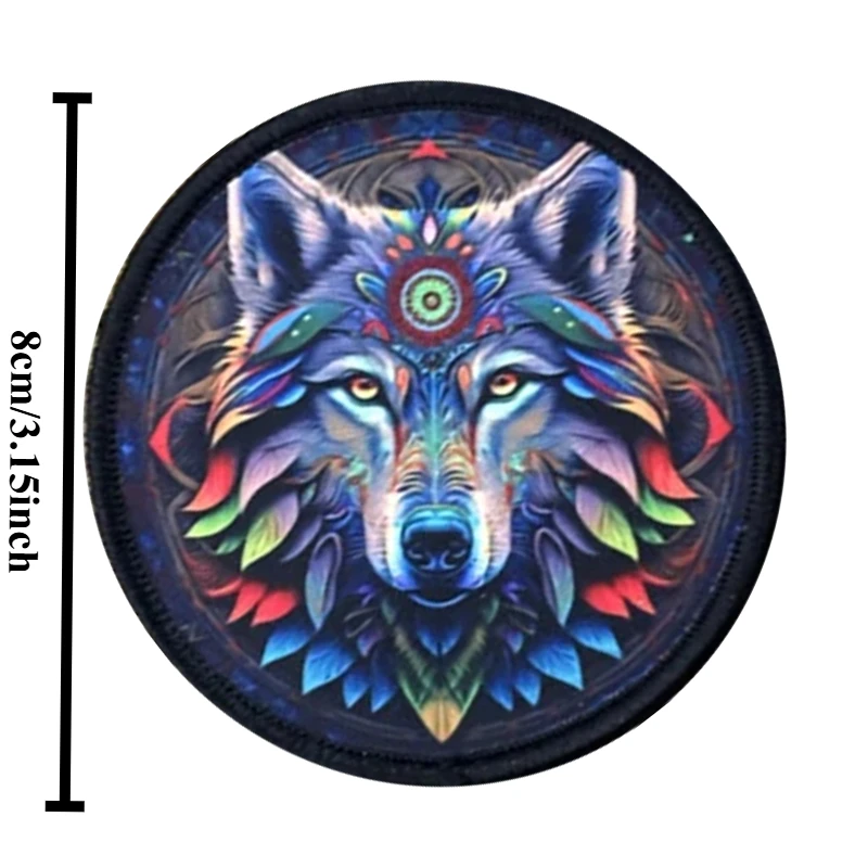 Parche táctico de lobo bohemio con velcro para chaleco - imagen 3