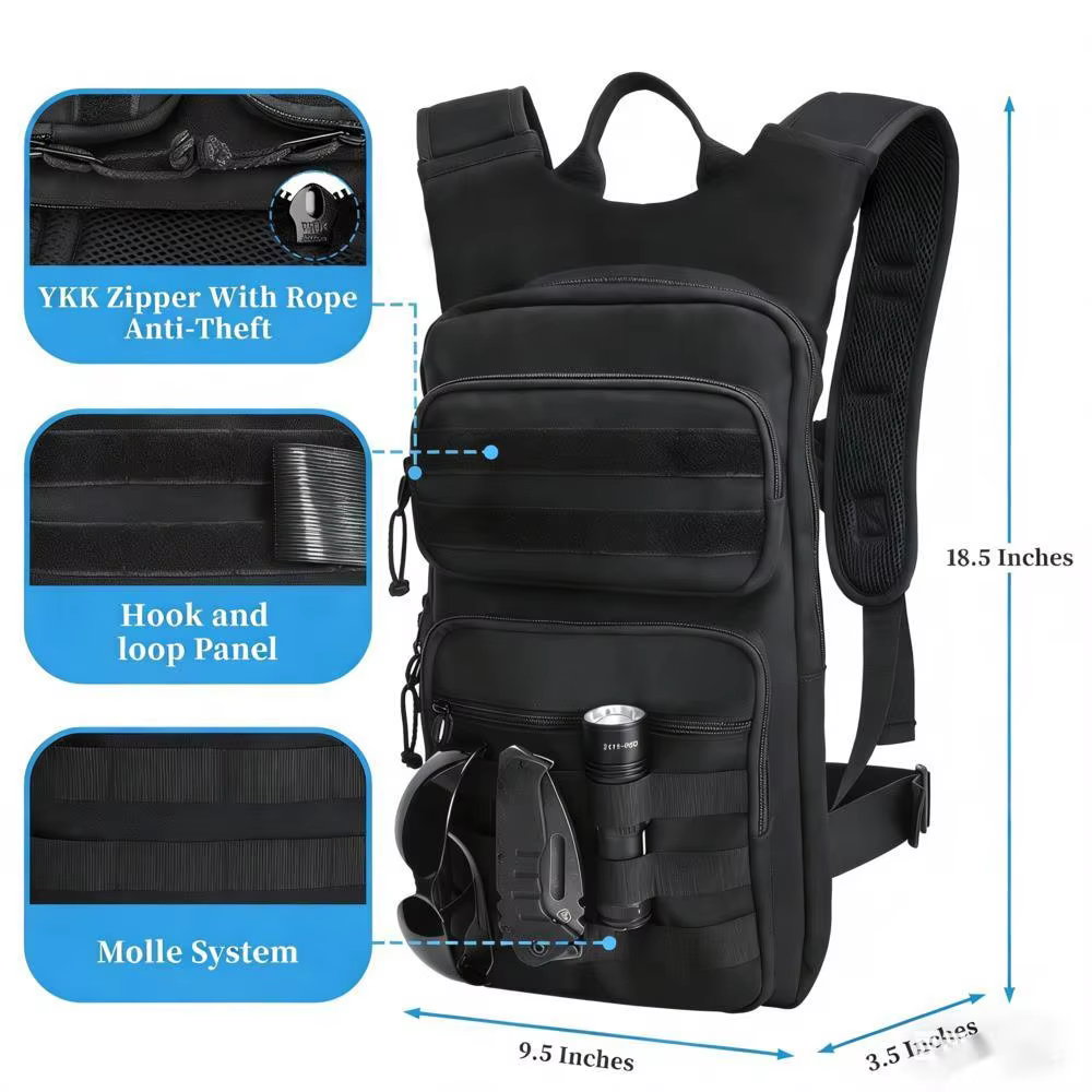 Mochila táctica MOLLE para hidratación con bolsa de agua - imagen 4