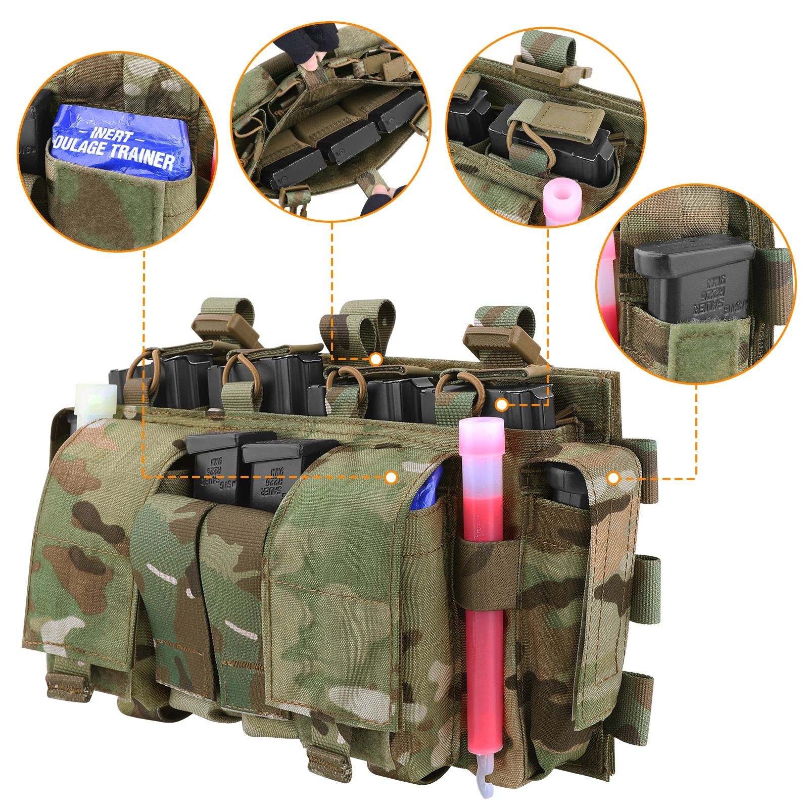 KRYDEX portaplacas SCARAB táctico MOLLE con bolsa para cargadores - imagen 5
