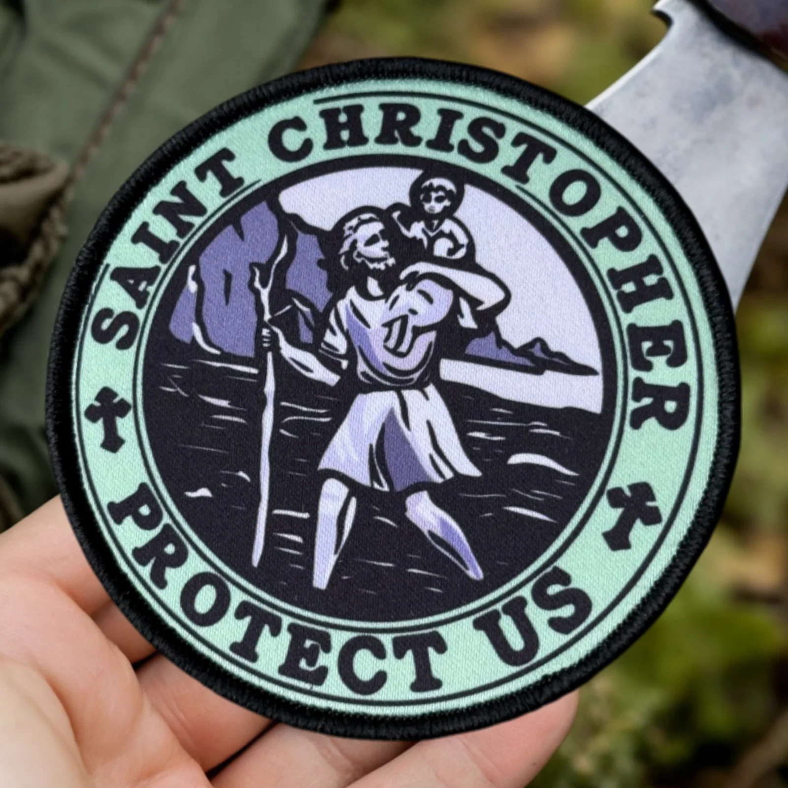 Parche táctico impreso de San Cristóbal con velcro para mochila - imagen 5