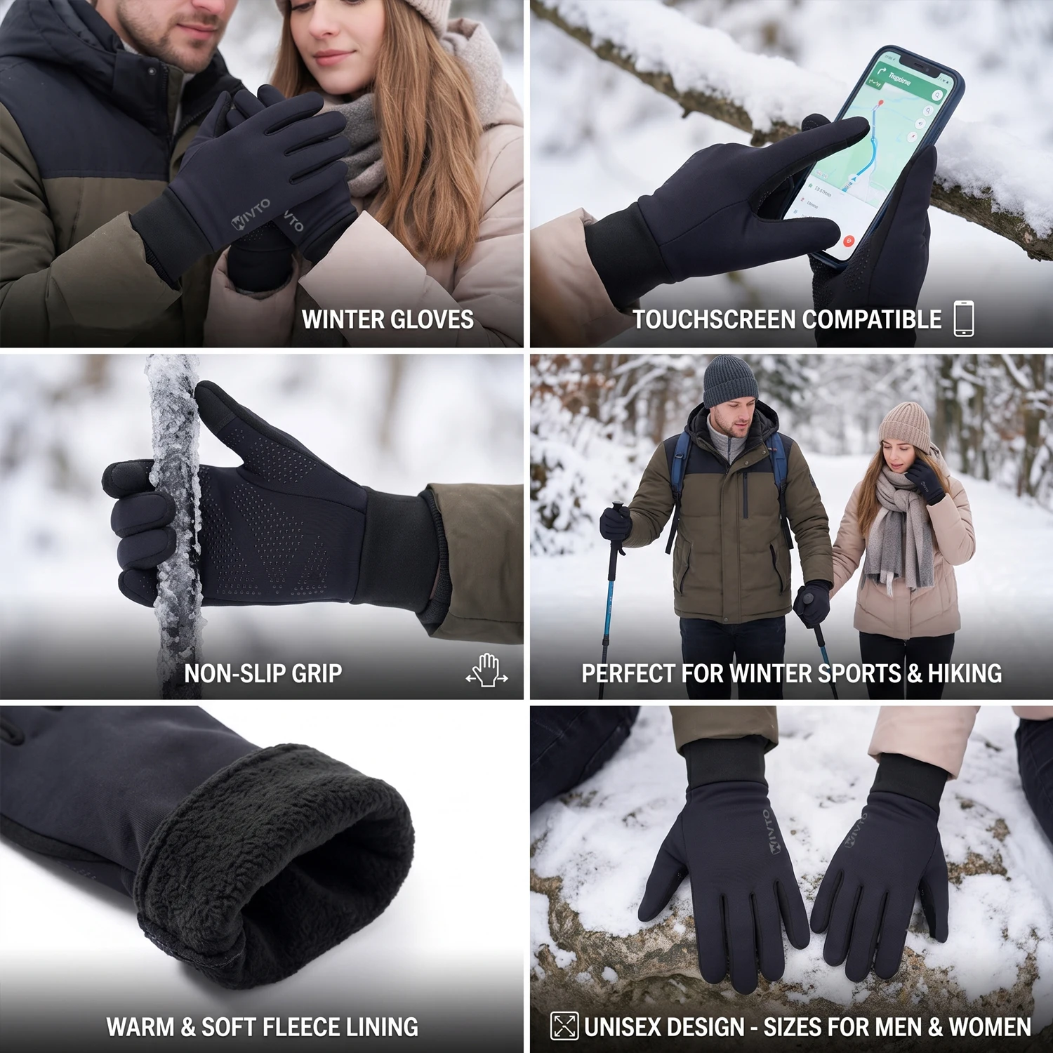 Guantes de invierno cortaviento con pantalla táctil para outdoor - imagen 5
