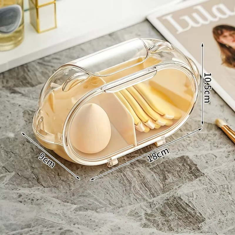 Caja organizadora esponjas de maquillaje con tapa a prueba de polvo - imagen 5
