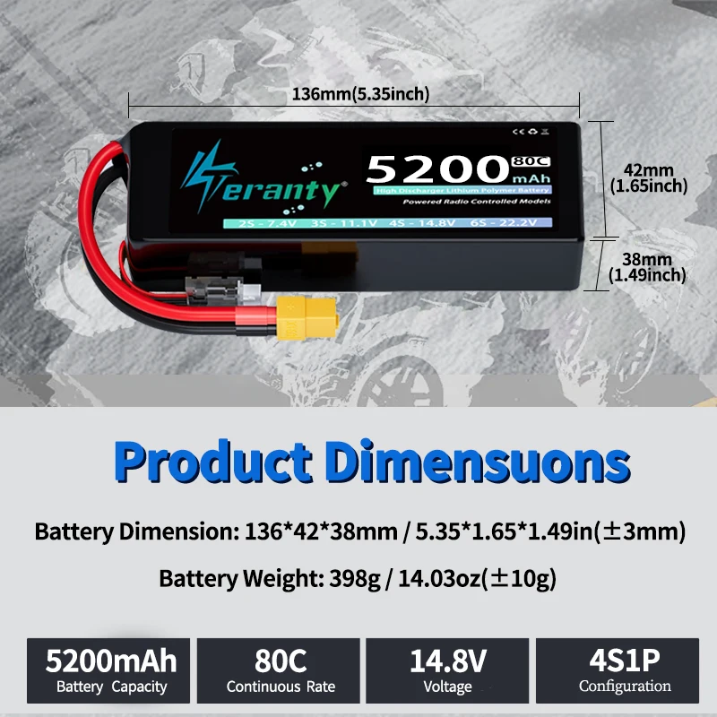 TERANTY batería LiPo RC para coche, tanque y avión con conectores - imagen 3