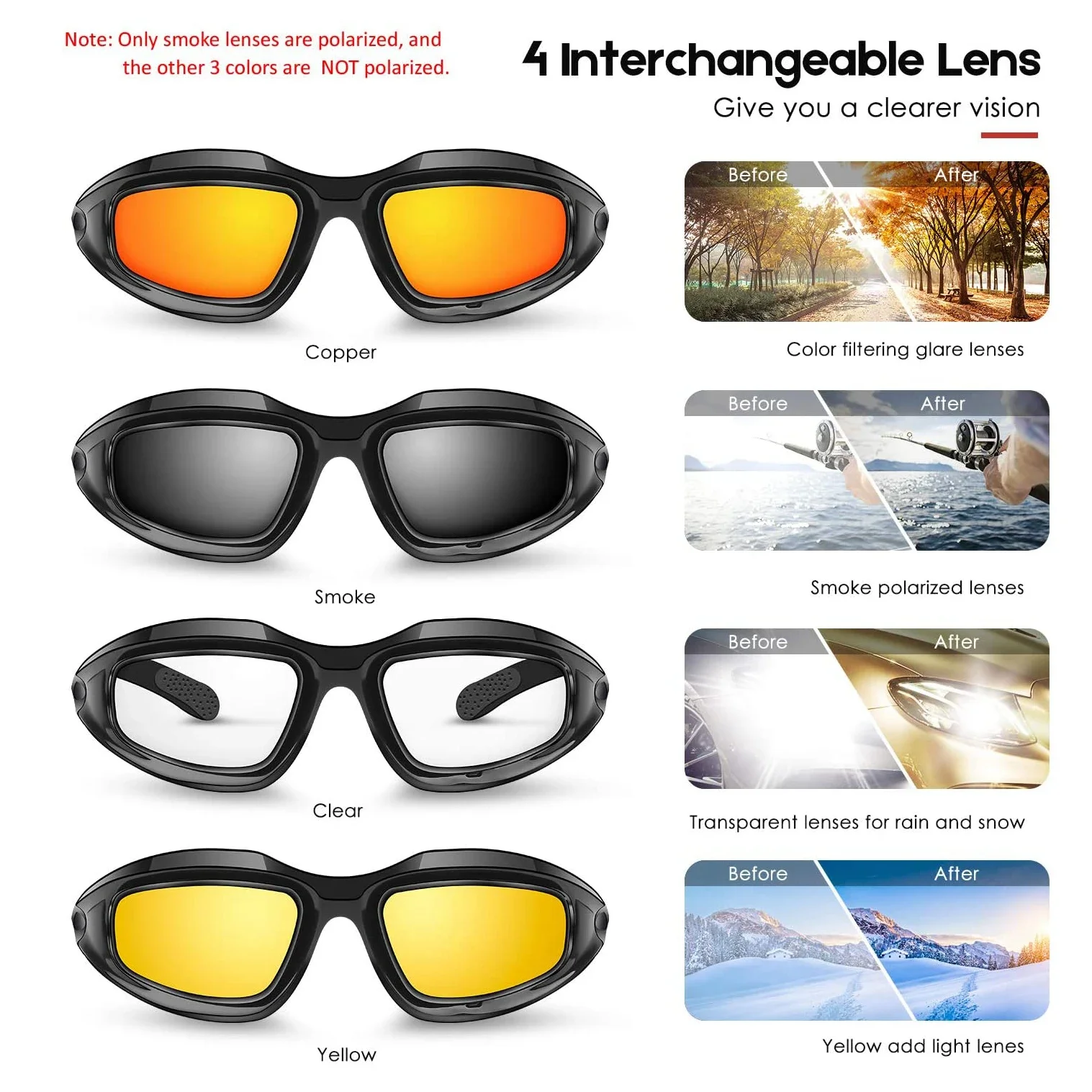 Gafas sol tácticas polarizadas con lentes intercambiables aire libre - imagen 2