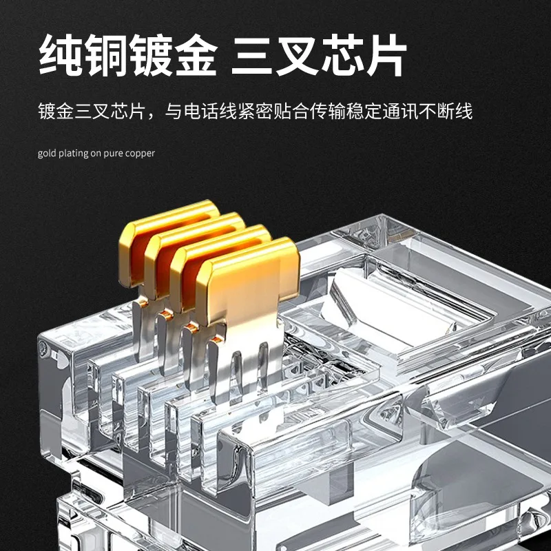 Conector RJ11 chapado en oro 6P4C – Terminal telefónico modular macho - imagen 2