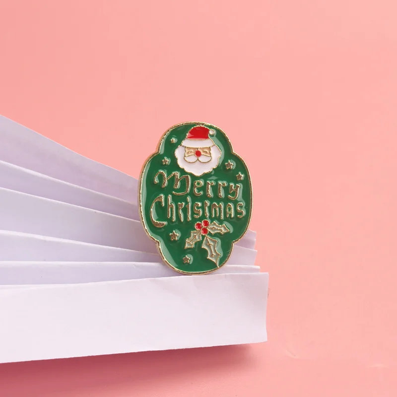 Broche navideño pin esmaltado Papá Noel Feliz Navidad vintage - imagen 5