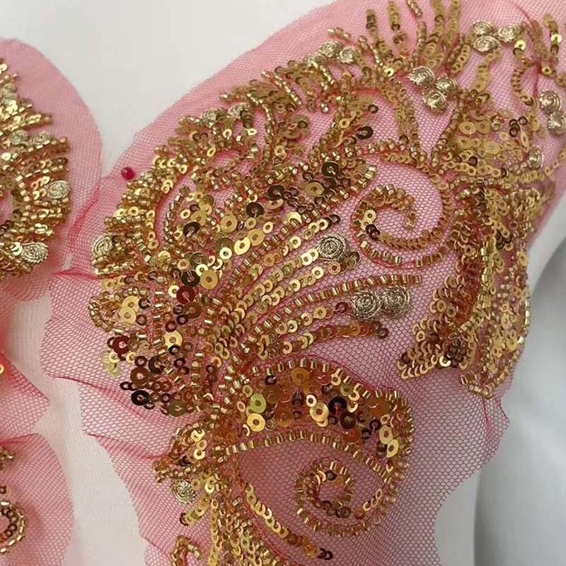 Parche bordado con lentejuelas y encaje floral para escote de mujer - imagen 2