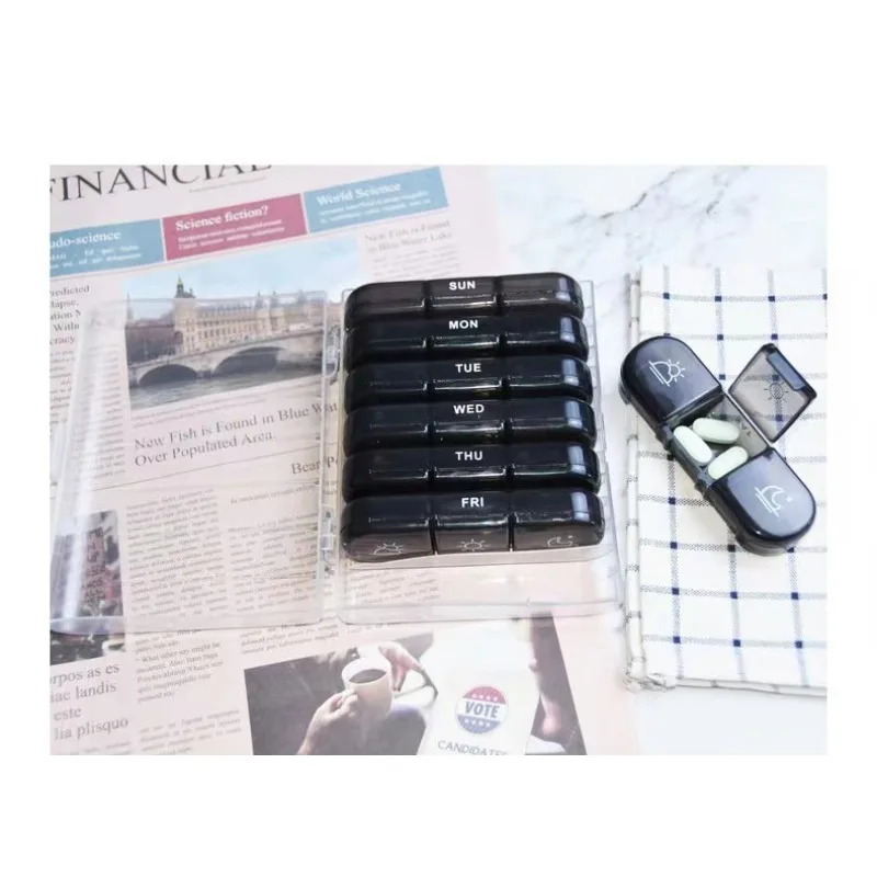 Caja de pastillero con compartimentos