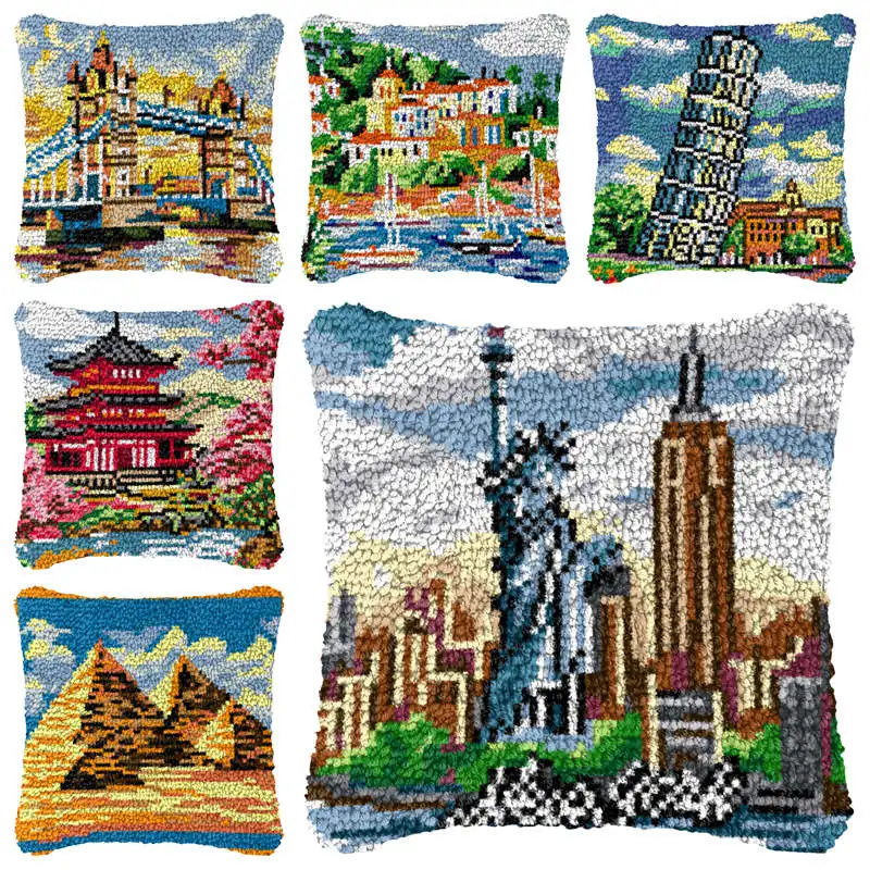 Kit ganchillo Smyrna para bordado alfombras y cojines paisaje urbano - imagen 4