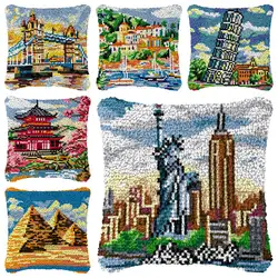 Kit ganchillo Smyrna para bordado alfombras y cojines paisaje urbano