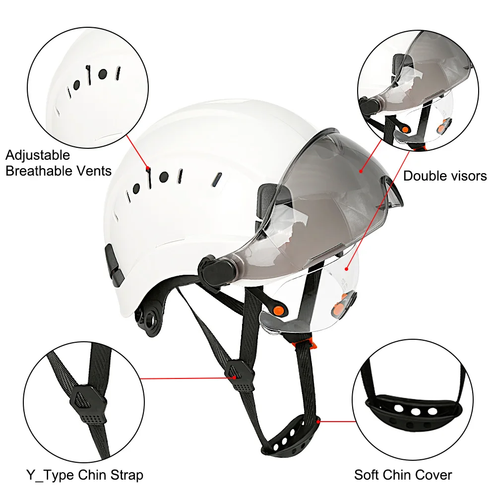 Casco de seguridad CE con visera, gafas integradas y orejeras - imagen 4