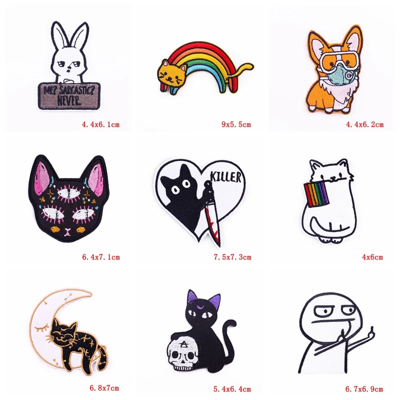 Juego de parches bordados gato animado – Coser o planchar - imagen 2