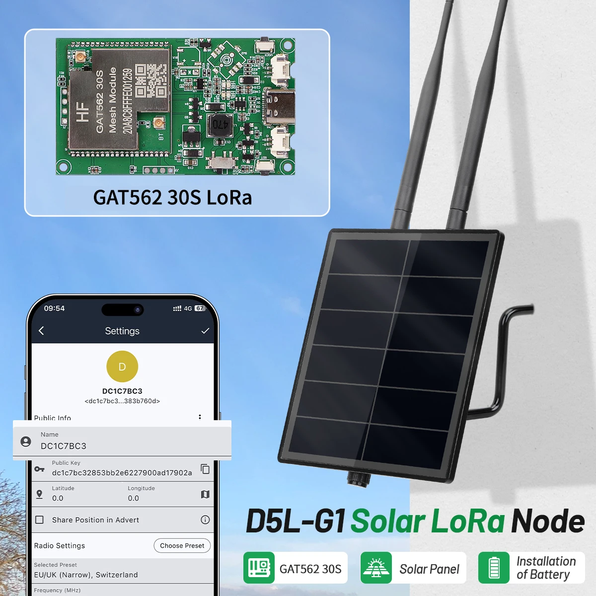 Meshtastic LoRa solar con GPS y malla IP66 impermeable exterior - imagen 4
