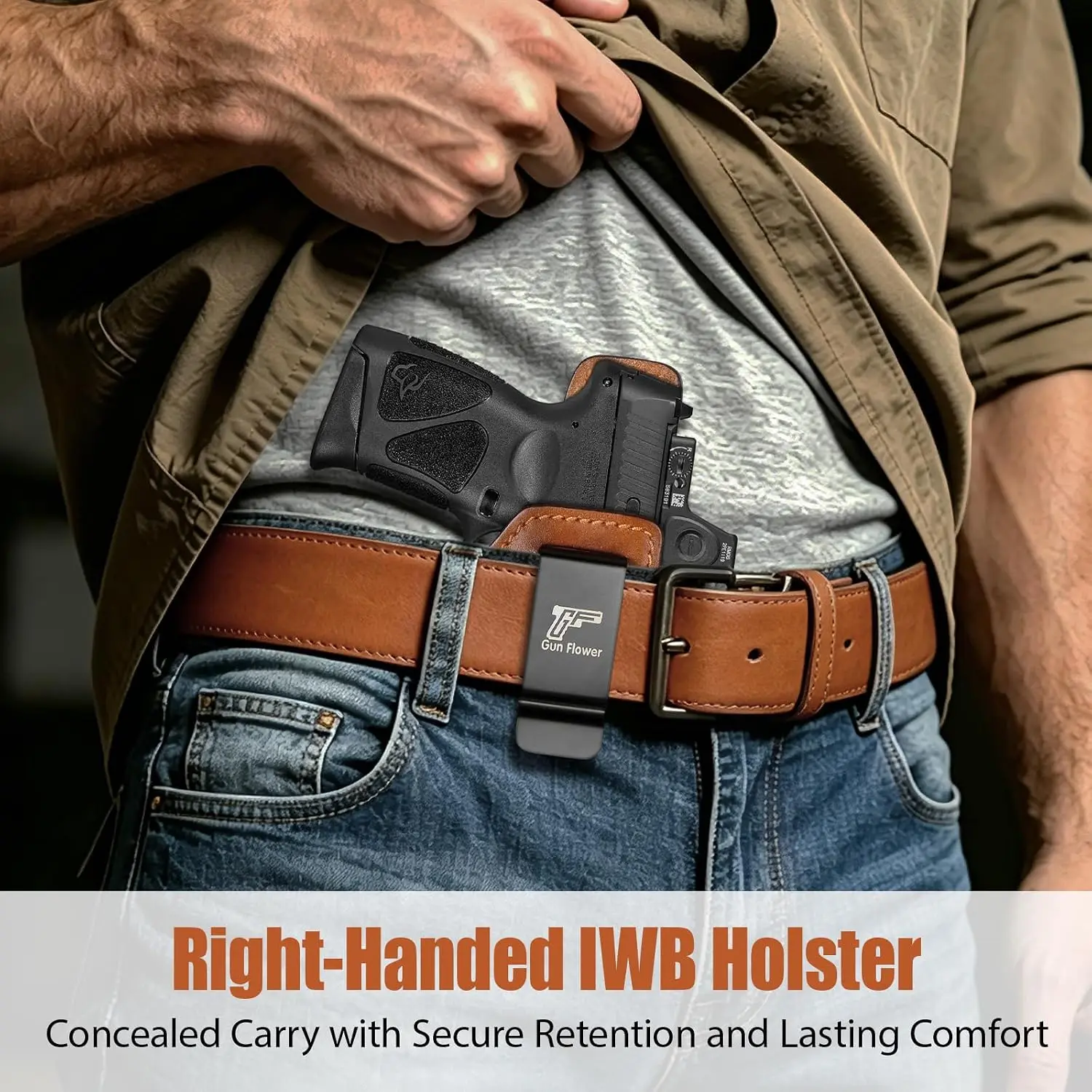 Funda IWB con perfil bajo mostrando el recorte para óptica