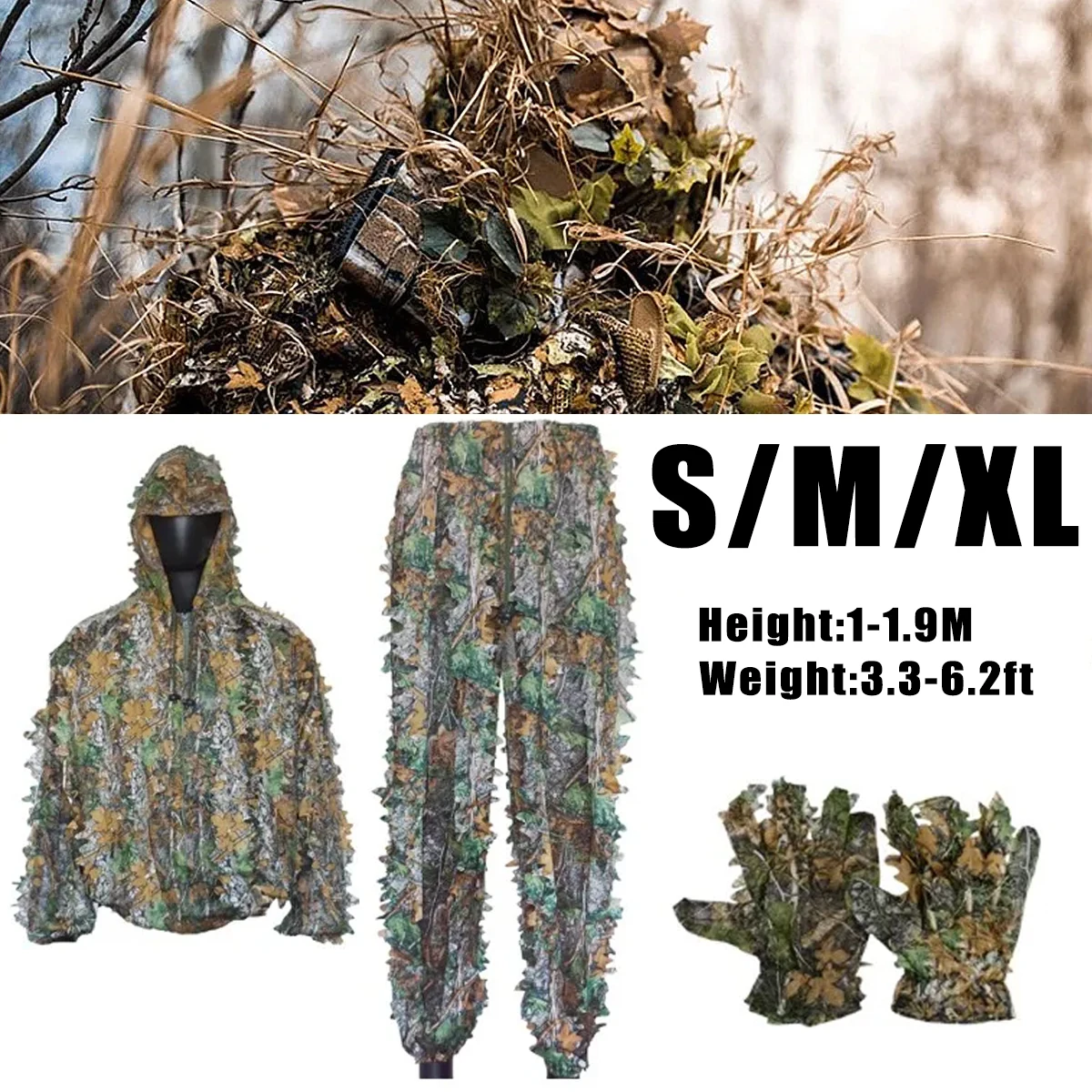 Traje camuflaje biónico selva con hojas, ropa caza y entrenamiento - imagen 4