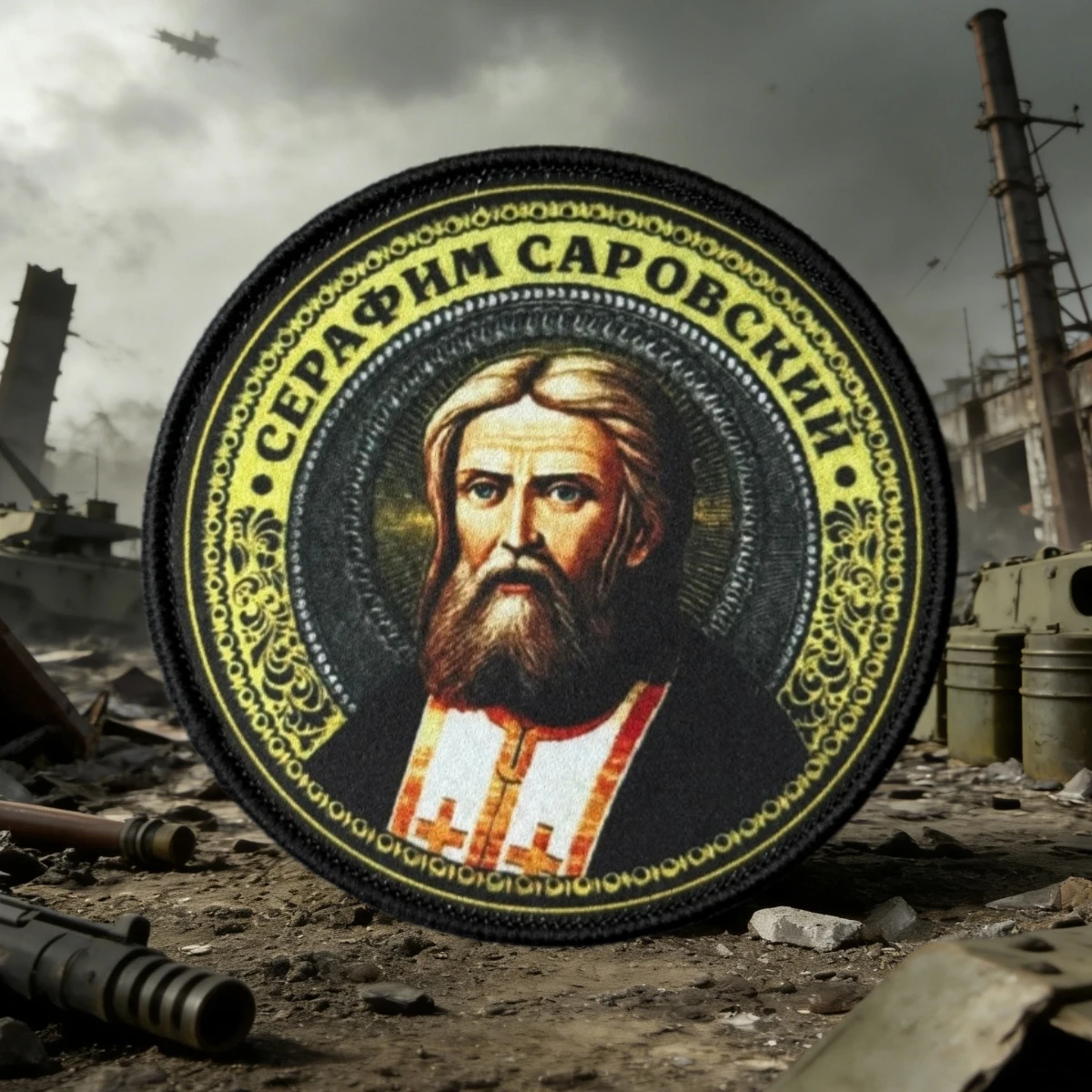 Parche táctico Serafín de Sarov protección con gancho y bucle