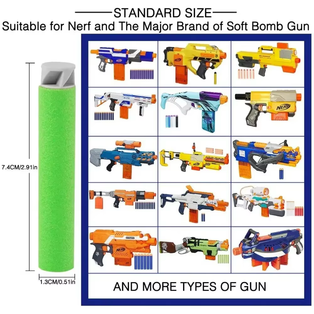 Dardos espuma plana compatibles Nerf N-Strike Elite verde gris - imagen 4