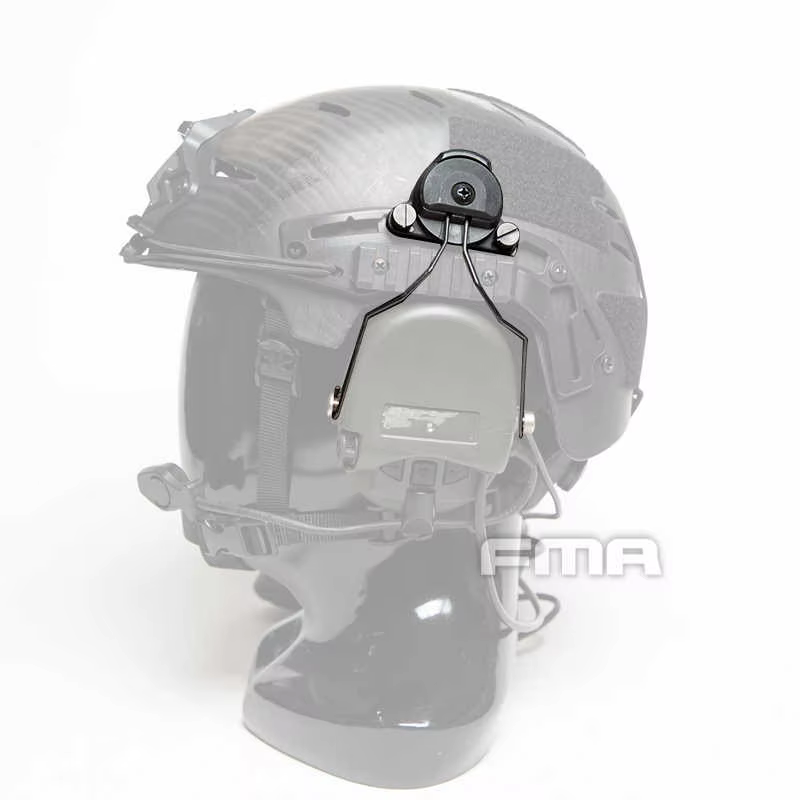 Vista de los adaptadores para casco táctico