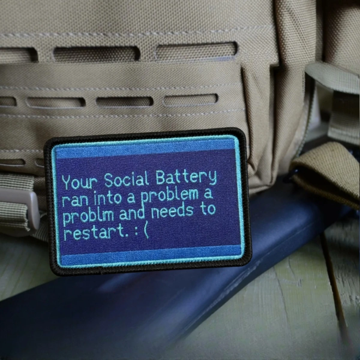 Parche táctico gancho-bucle error de batería social mochila y ropa - imagen 3