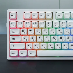 Teclas PBT premium MOA blancas para teclado mecánico, letras rusas