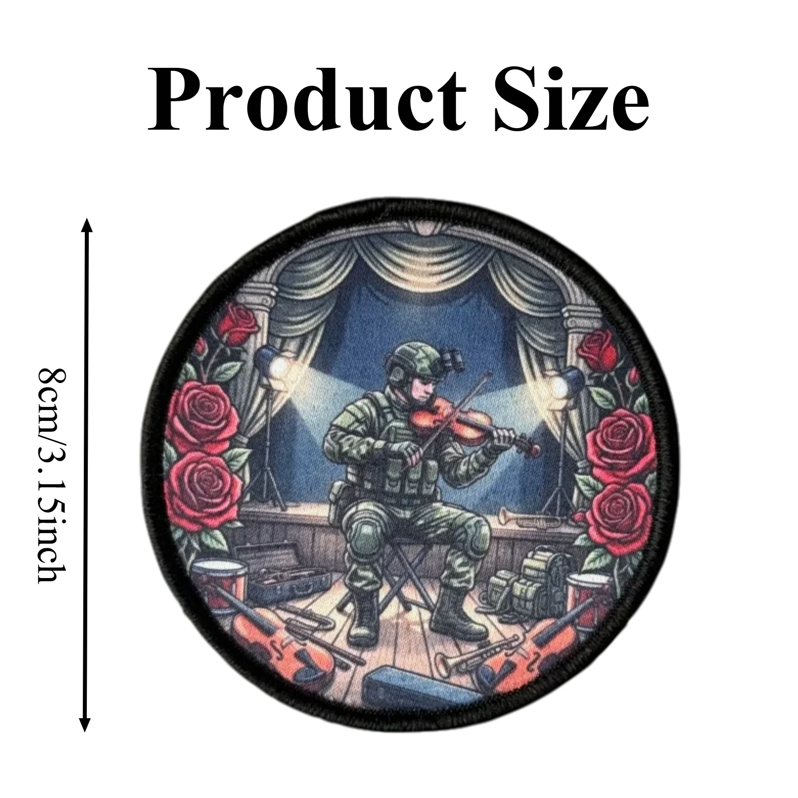 Parche táctico Rose con diseño de músico y cierre de velcro - imagen 5