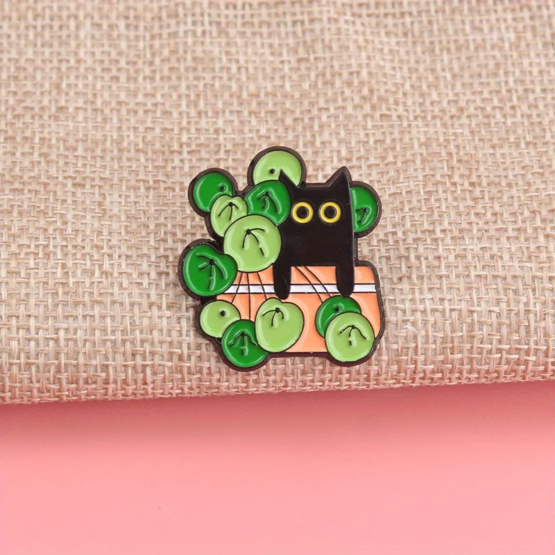 Pin táctico de aleación gato negro dibujitos – insignia mochila - imagen 4