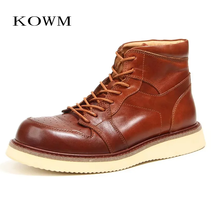 KOWM Botas de trekking piel de caballo con suela Goodyear