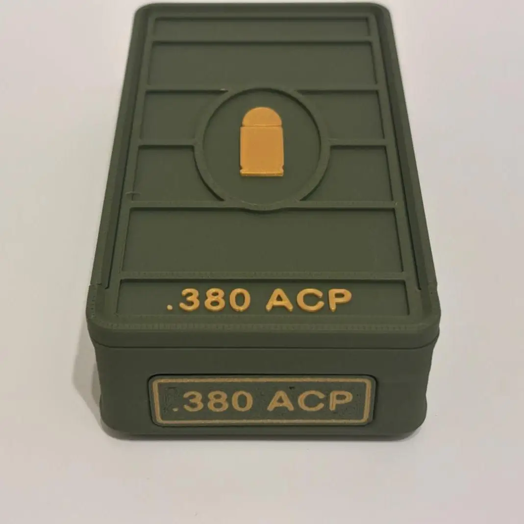 Caja de munición .380 ACP impresa en 3D para colección - imagen 3