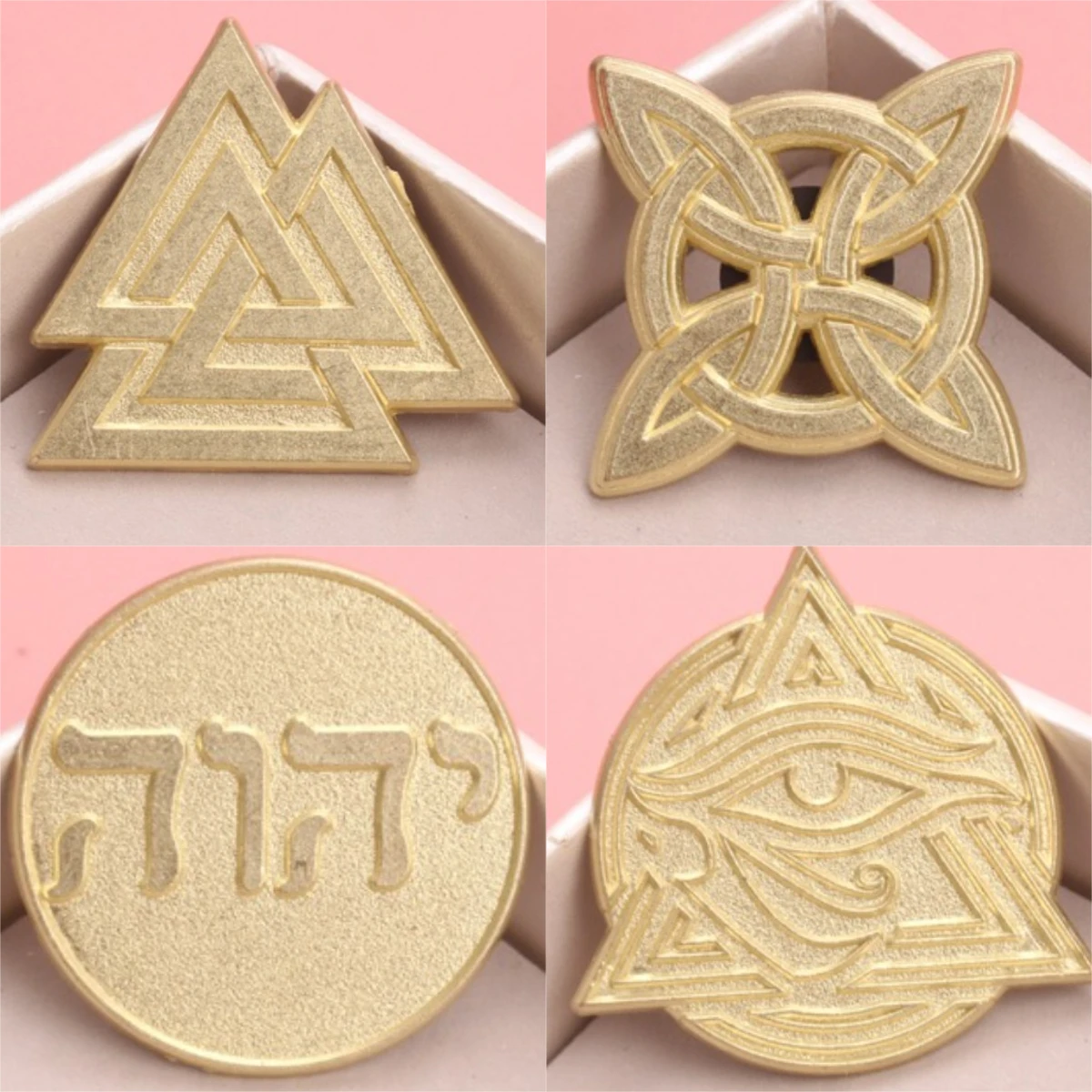 Broches esmaltados dorados símbolo nórdico bohemio para cazadora - imagen 5
