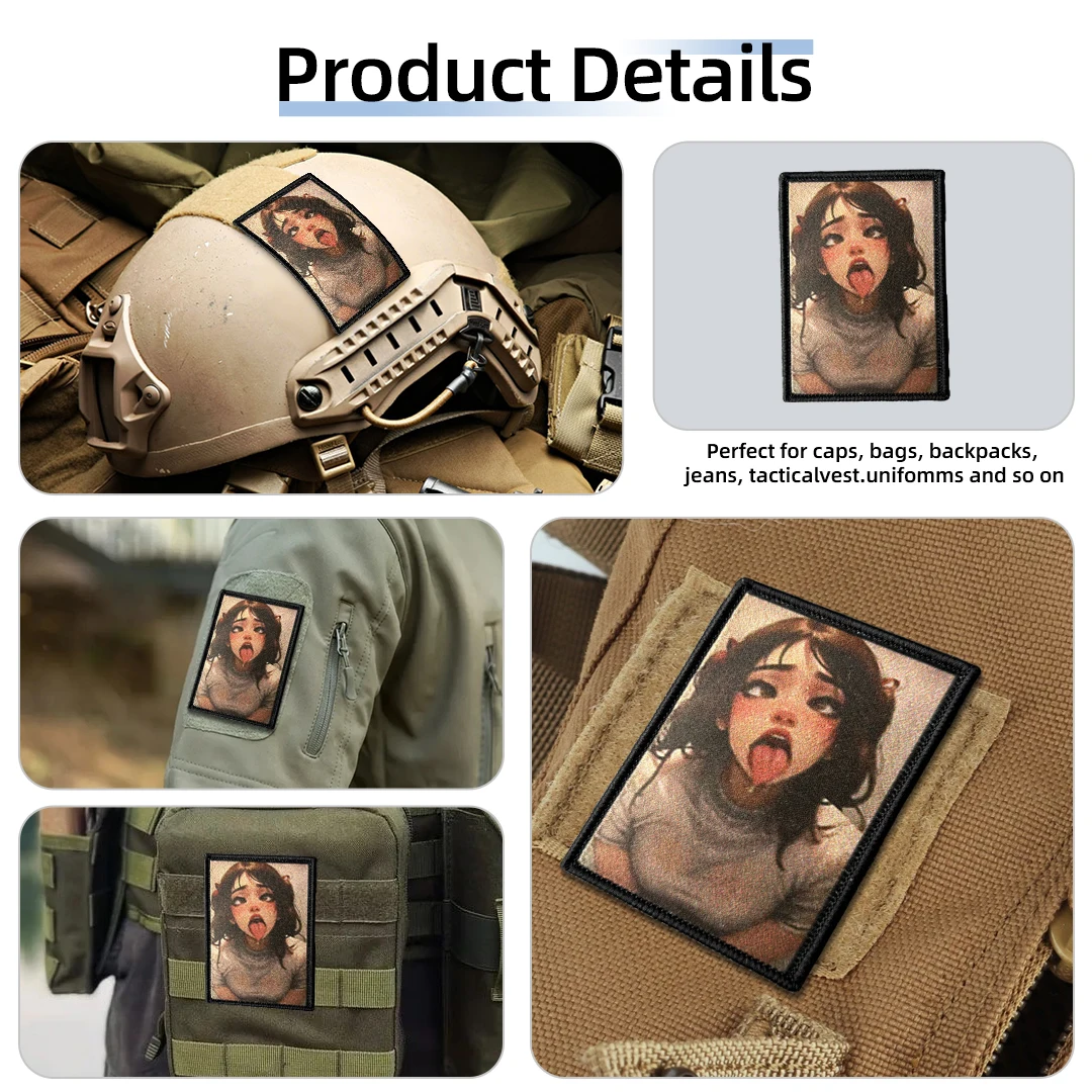 Parche táctico gancho y bucle waifu meme para airsoft mochila - imagen 3