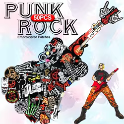 Parche bordado termoadhesivo punk rock con rayas para ropa DIY