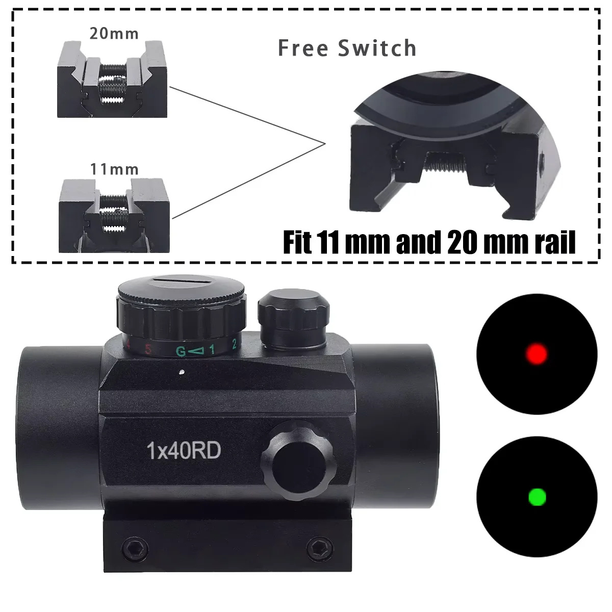 Mira red dot táctica ajustable antivaho y antichoque Picatinny - imagen 4