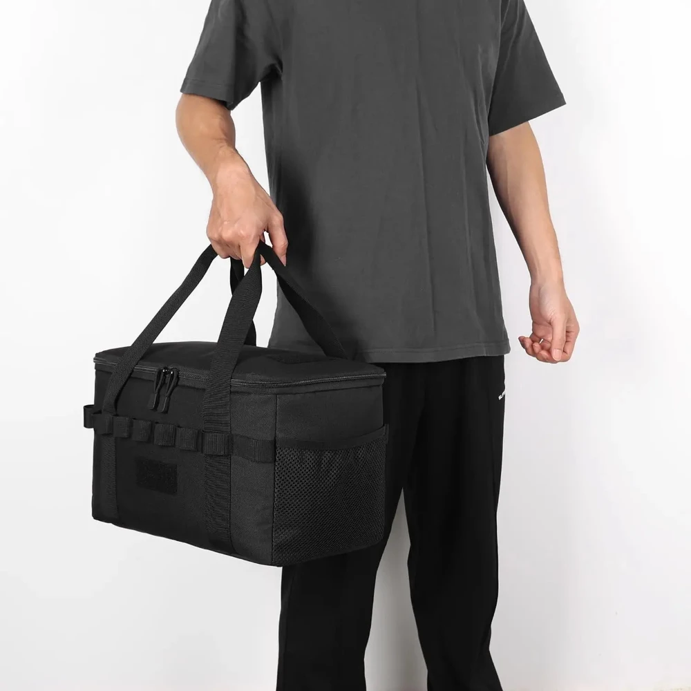 Bolsa táctica negra con organizador y múltiples compartimentos - imagen 3