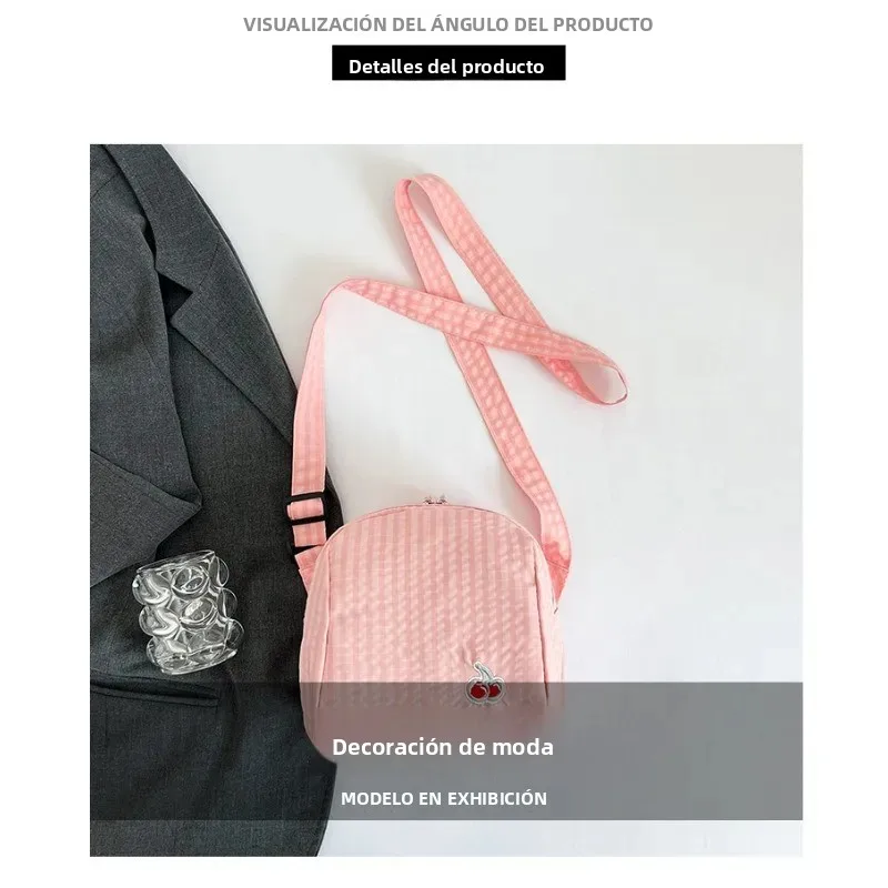 Bandolera bordada a cuadros estilo coreano para mujer moderna