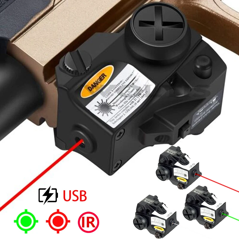 Láser táctico USB recargable rojo, verde y azul con Picatinny - imagen 3