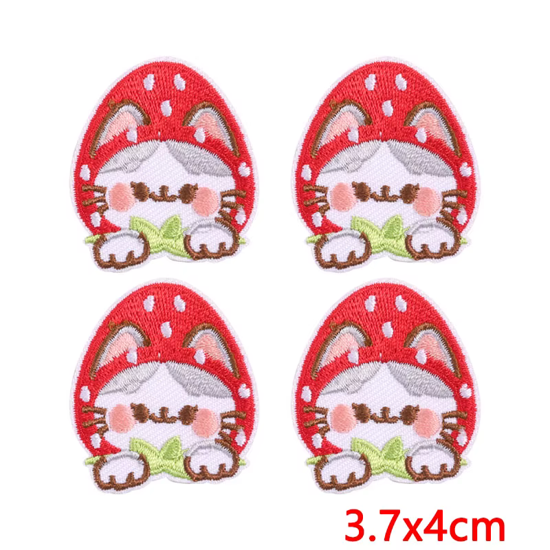 Parche termoadhesivo bordado gato, conejo y cupcake para ropa