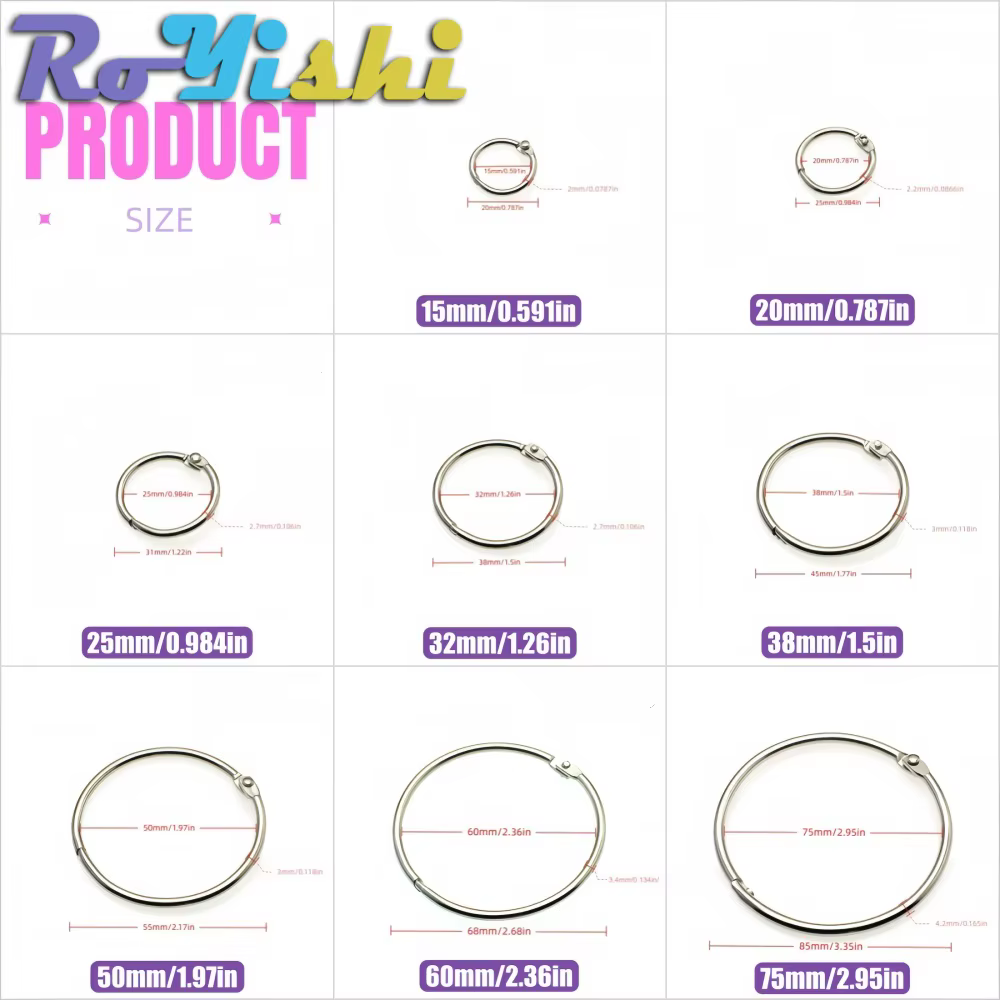 Anillas metálicas abiertas para encuadernación, álbumes y scrapbooking - imagen 4