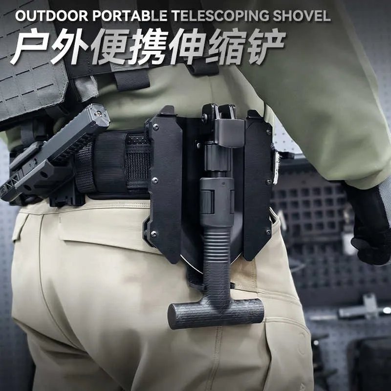 Pala plegable táctica telescópica para camping y senderismo - imagen 2