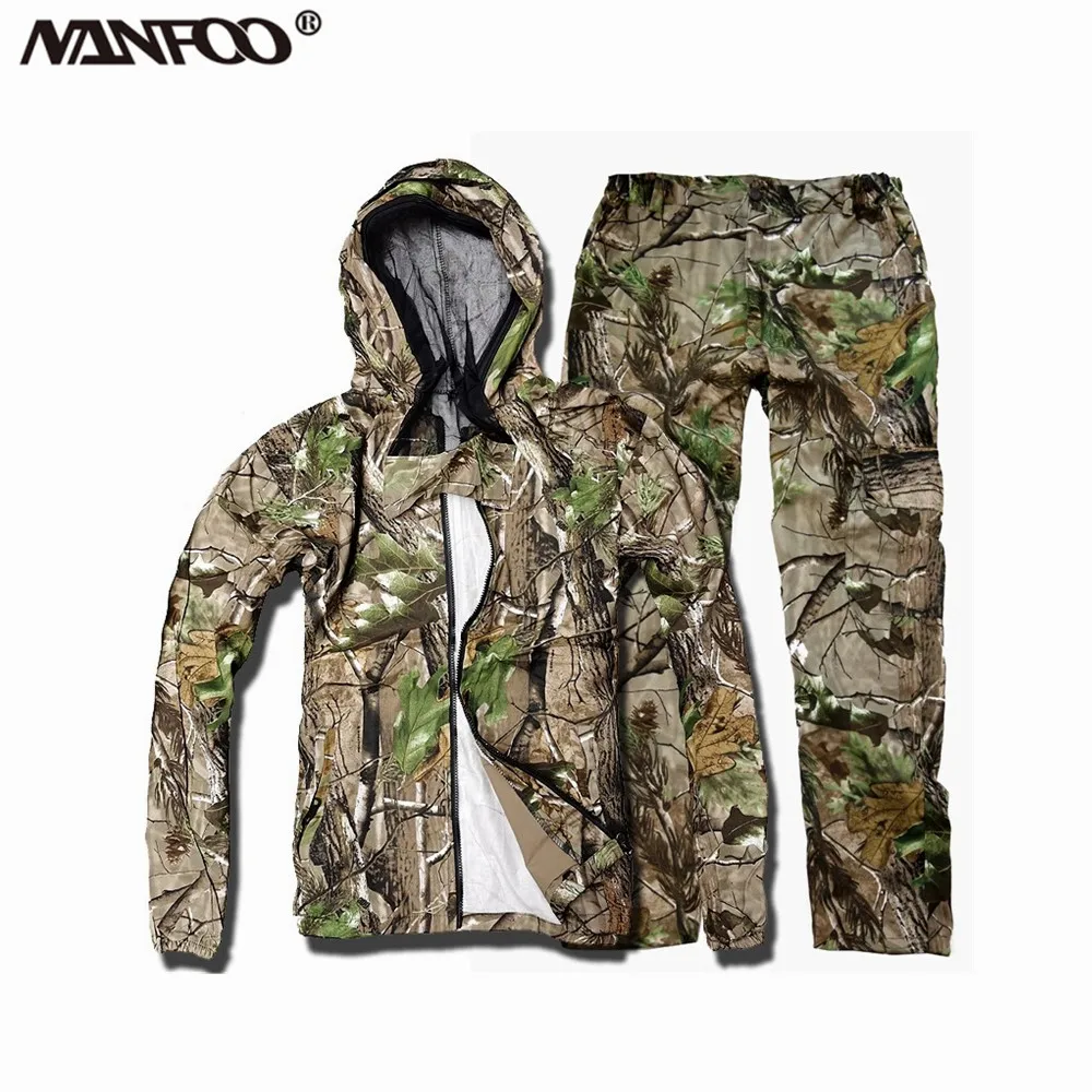 Traje ghillie para caza primavera-otoño con capucha antimosquitos