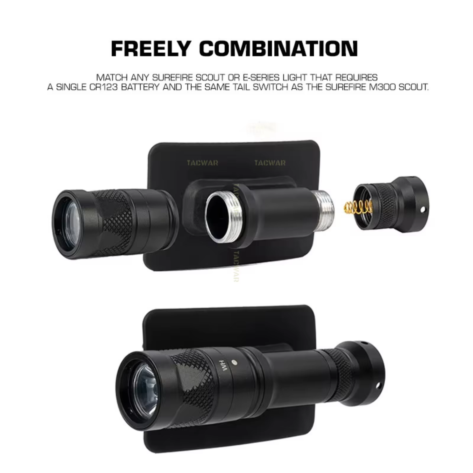 Adaptador montaje linterna táctica Surefire Scout para casco con rosca