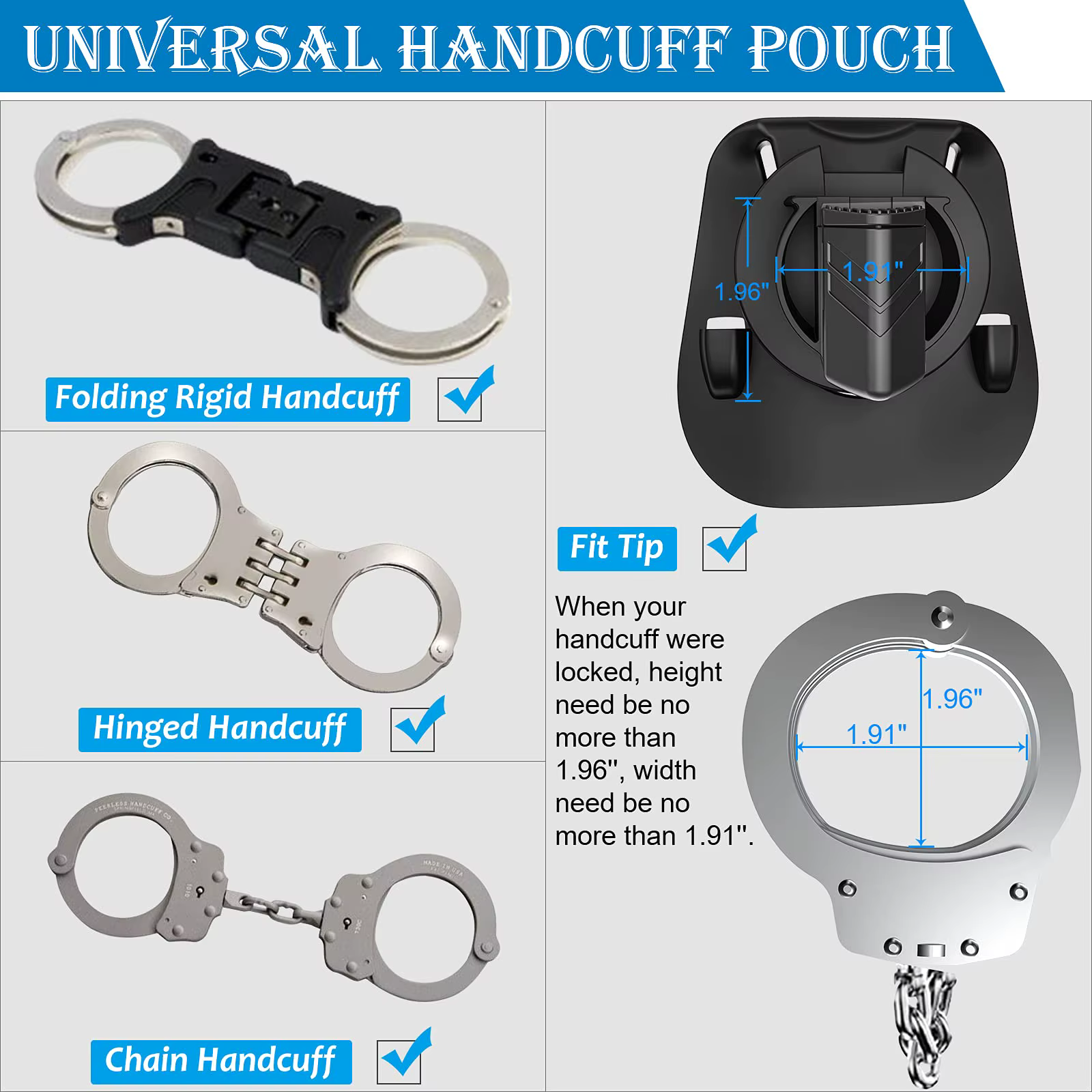 Funda táctica universal para esposas con soporte para llaves