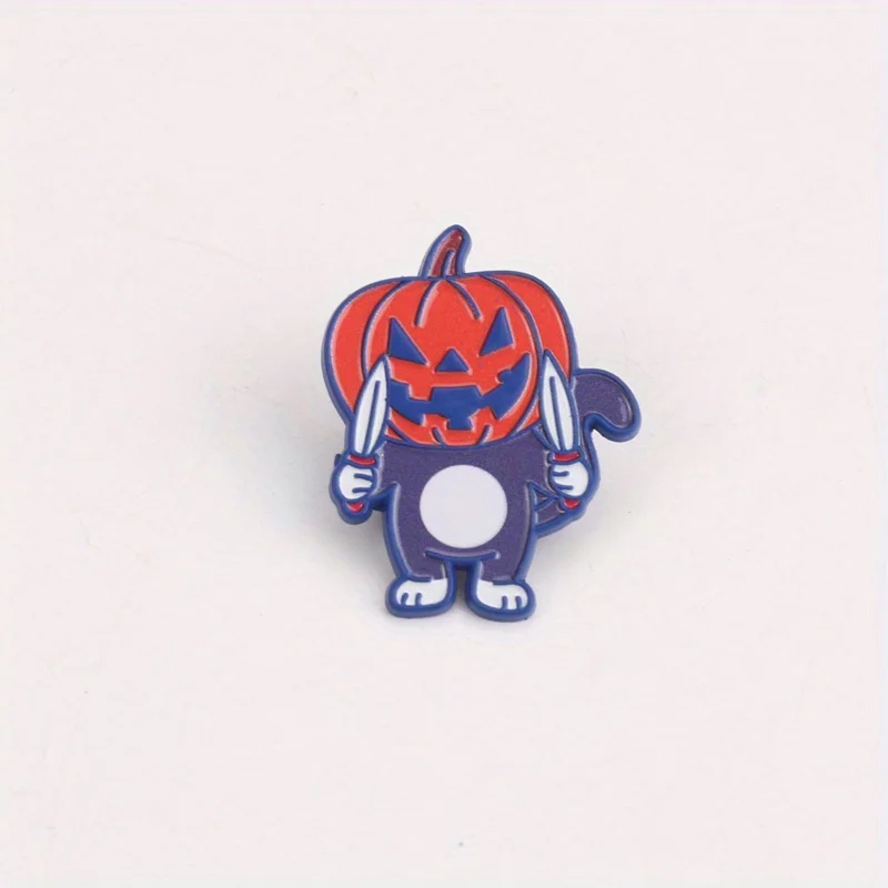 Jack-O'-Kitty Menace pin calabaza neón con dagas estilo Halloween