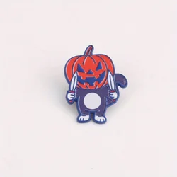 Jack-O'-Kitty Menace pin calabaza neón con dagas estilo Halloween