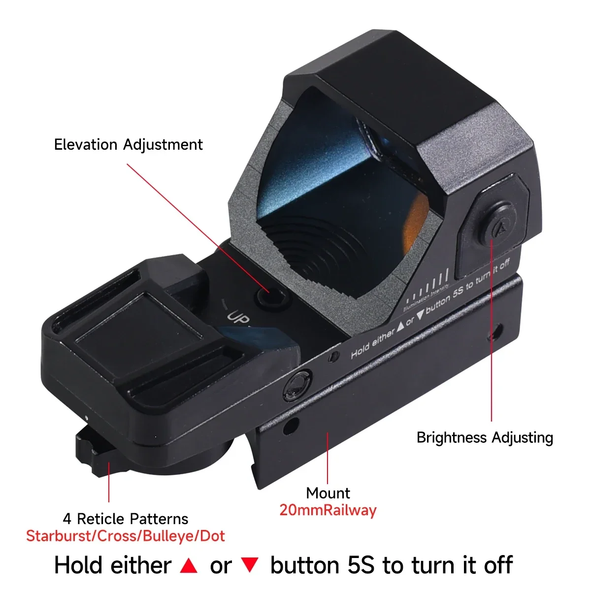 Mira Punto Rojo HD101AJ Táctica Compacta Ajustable para Rifle - imagen 3