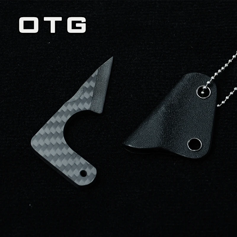 Cuchillo táctico EDC fibra de carbono CNC Sharp Angle con funda
