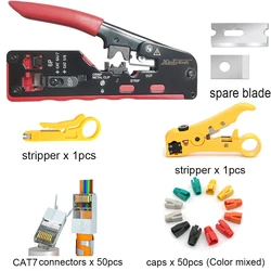 Crimpadora y pelacables RJ45 para cables Cat5 Cat6 Cat7 Cat8 Ethernet