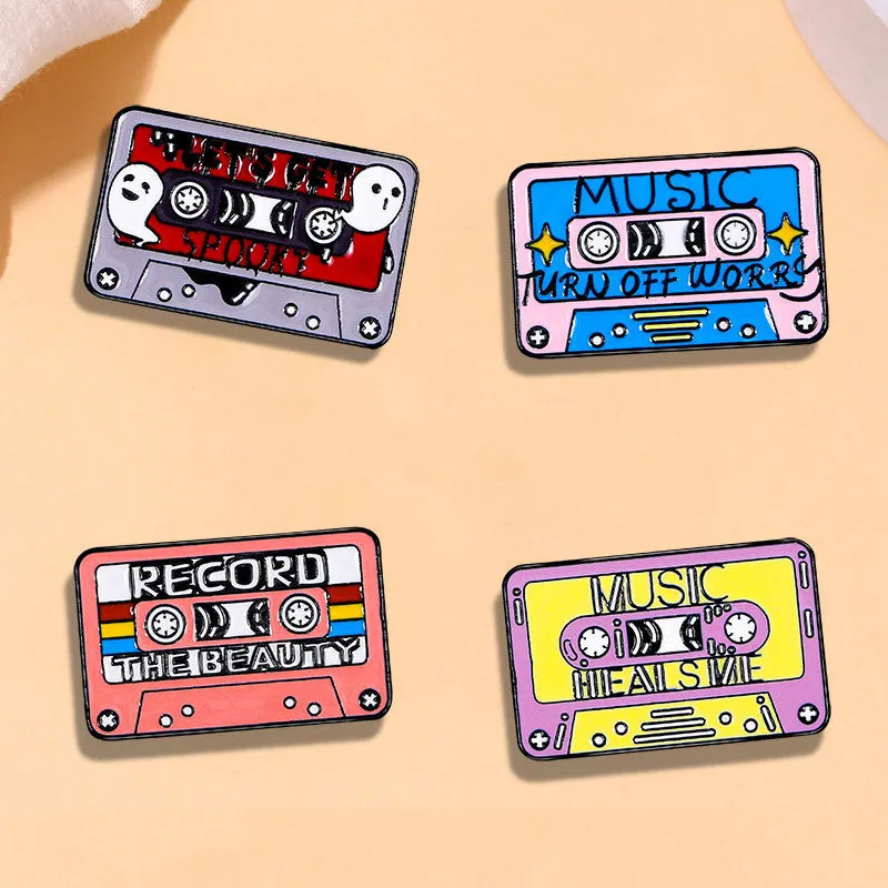 Alfileres esmaltados retro cinta de casete para solapa, broches - imagen 3