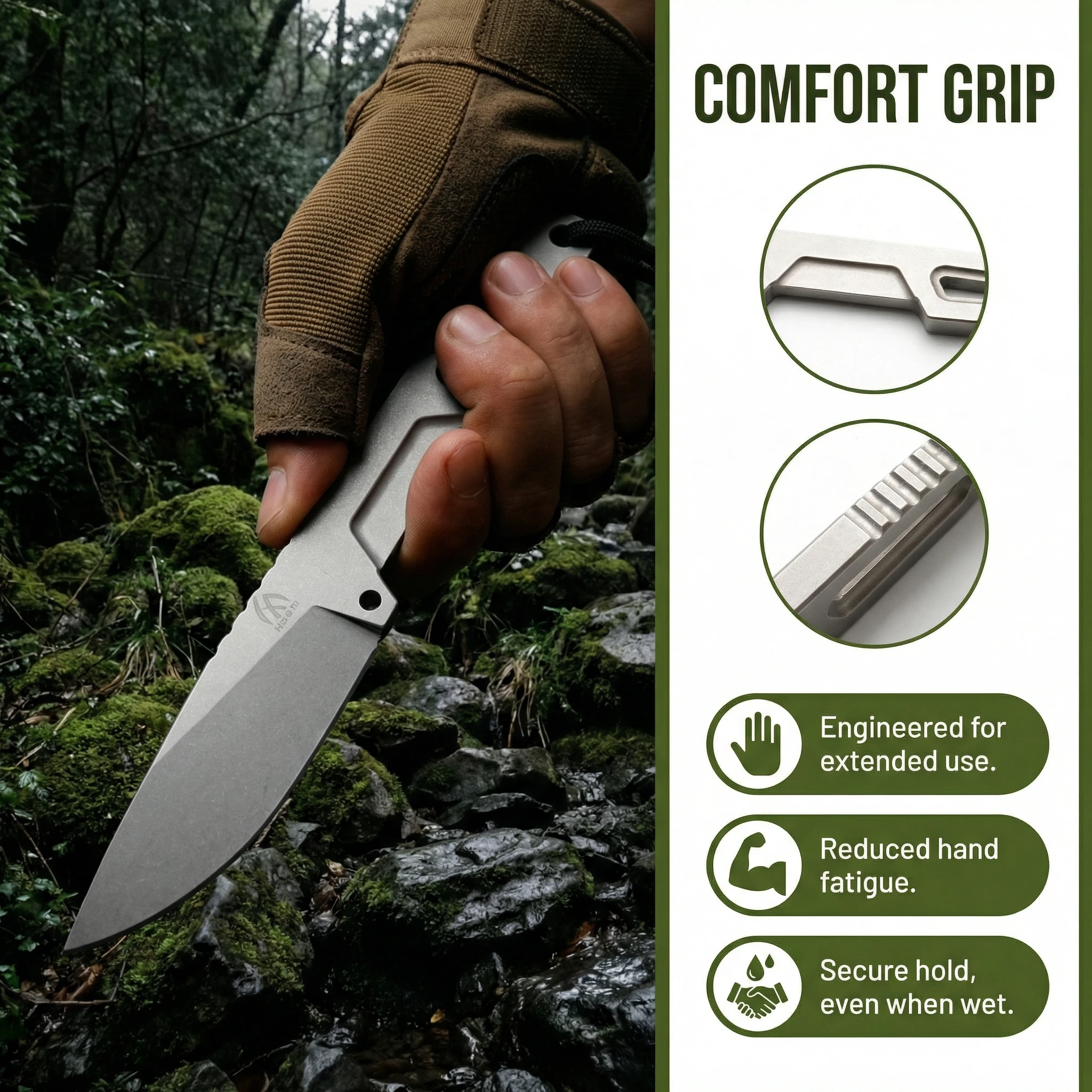 Cuchillo táctico fijo mini con funda para aire libre y supervivencia